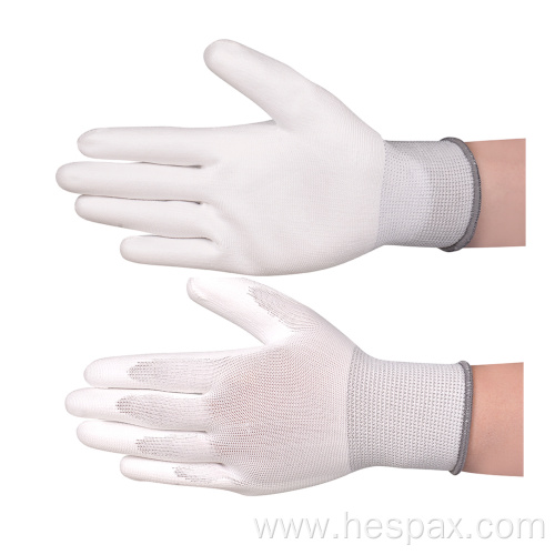 Hespax Polyurethane Coated Grip Palm Fingers Esd Gloves